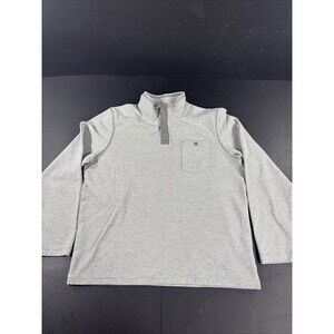 LL Bean Quarter Snap Sweatshirt Mockneck Pullover Men's Size Large Gray Stripped